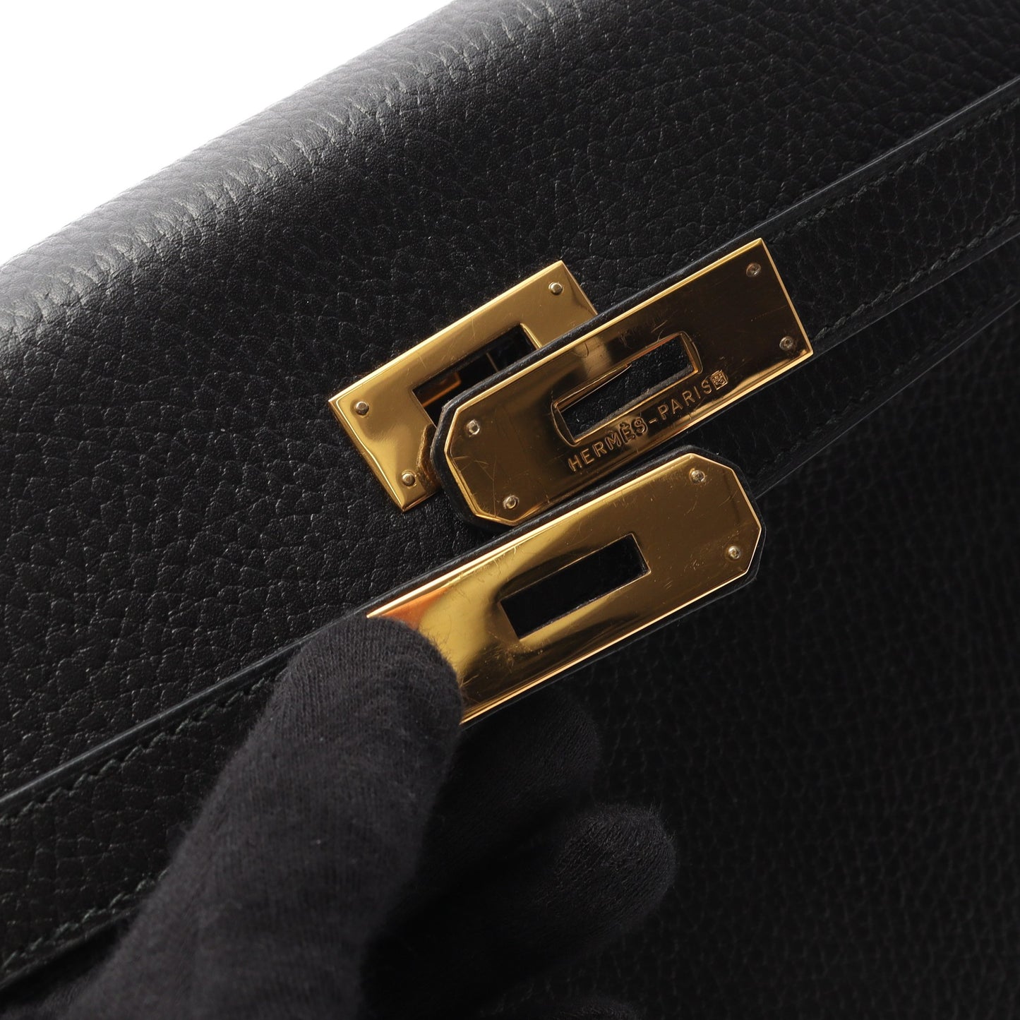 ケリー35 ハンドバッグ アルデンヌ ブラック ゴールド金具 内縫い 2WAY ○Y刻印 エルメス バッグ HERMES