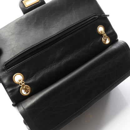 2.55 シェブロン Vステッチ Wフラップ Wチェーンショルダーバッグ レザー ブラック ゴールド金具 シャネル バッグ CHANEL