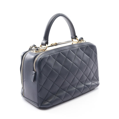 マトラッセ ボーリングバッグ チェーンショルダーバッグ ラムスキン ネイビー ゴールド金具 2WAY シャネル バッグ CHANEL
