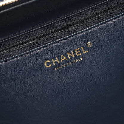マトラッセ ボーリングバッグ チェーンショルダーバッグ ラムスキン ネイビー ゴールド金具 2WAY シャネル バッグ CHANEL