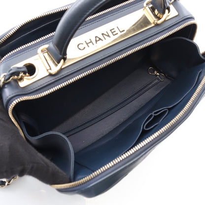 マトラッセ ボーリングバッグ チェーンショルダーバッグ ラムスキン ネイビー ゴールド金具 2WAY シャネル バッグ CHANEL