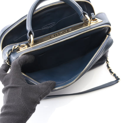 マトラッセ ボーリングバッグ チェーンショルダーバッグ ラムスキン ネイビー ゴールド金具 2WAY シャネル バッグ CHANEL