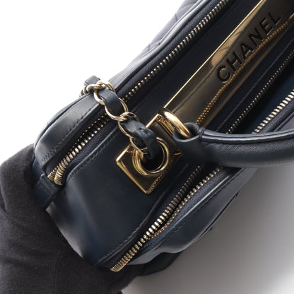 マトラッセ ボーリングバッグ チェーンショルダーバッグ ラムスキン ネイビー ゴールド金具 2WAY シャネル バッグ CHANEL