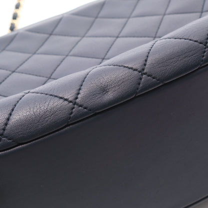 マトラッセ ボーリングバッグ チェーンショルダーバッグ ラムスキン ネイビー ゴールド金具 2WAY シャネル バッグ CHANEL