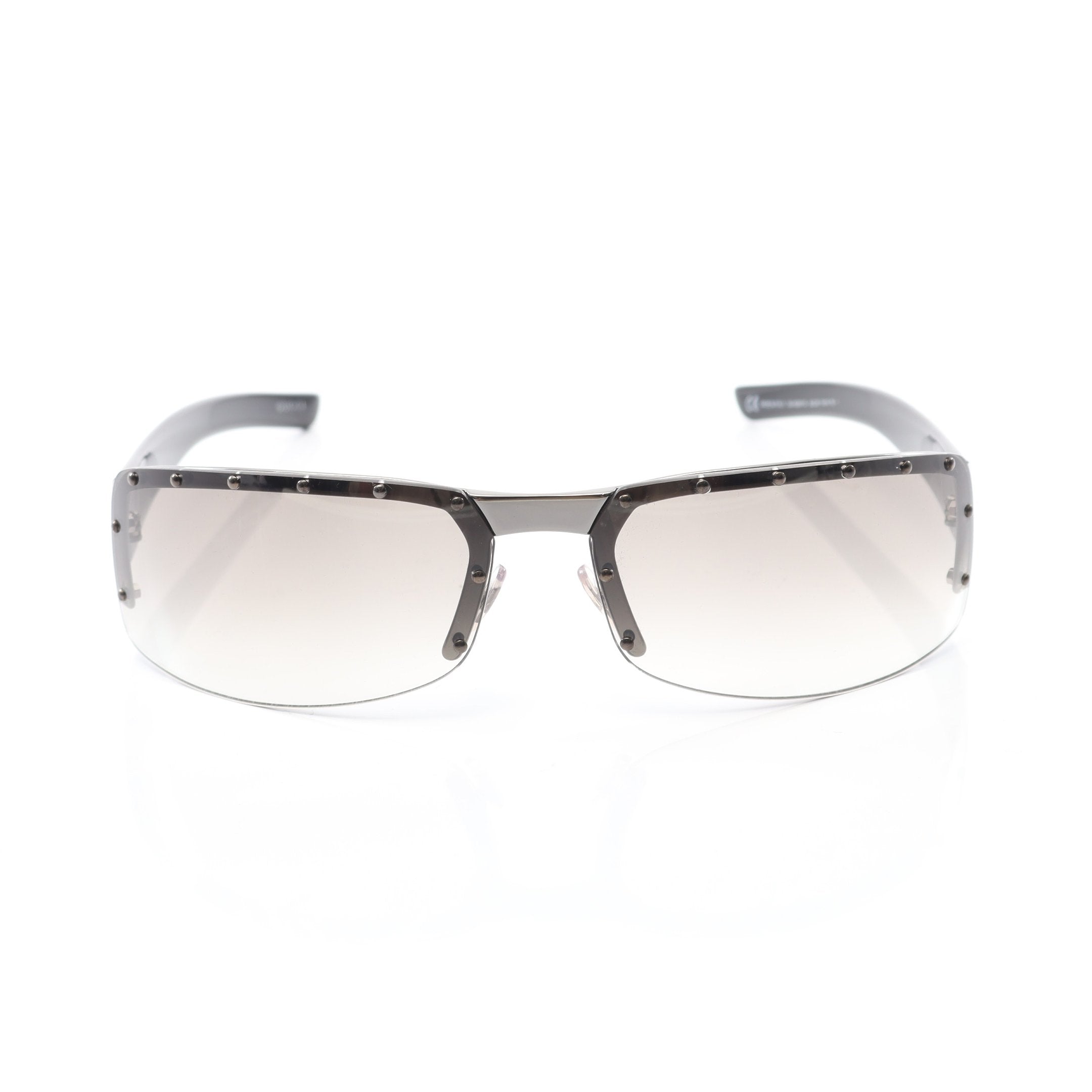 GG柄 ハーフリム サングラス ブラック スタッズ グラデーションレンズ