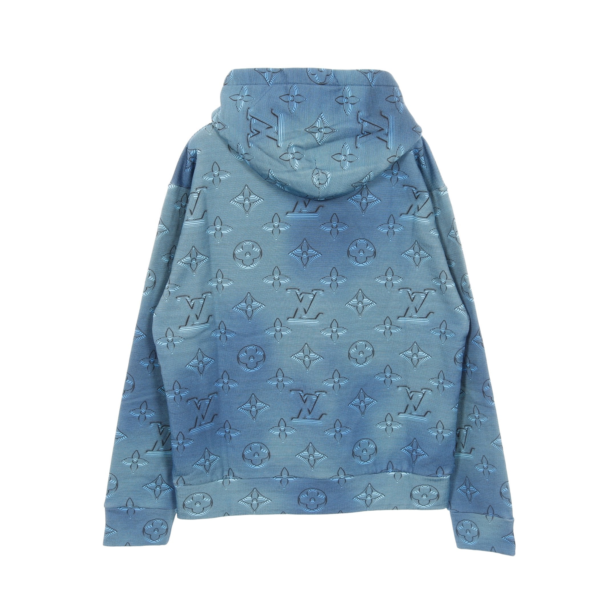 3Dモノグラム プルオーバーパーカー コットン ブルーグリーン ルイ