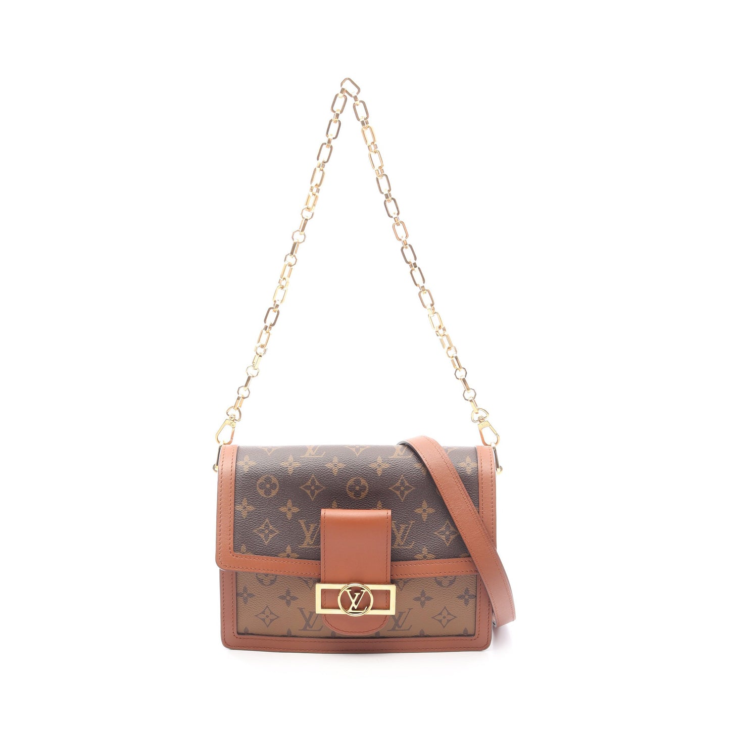 ドーフィーヌMM モノグラムリバース チェーンショルダーバッグ PVC レザー ブラウン ルイヴィトン バッグ LOUIS VUITTON