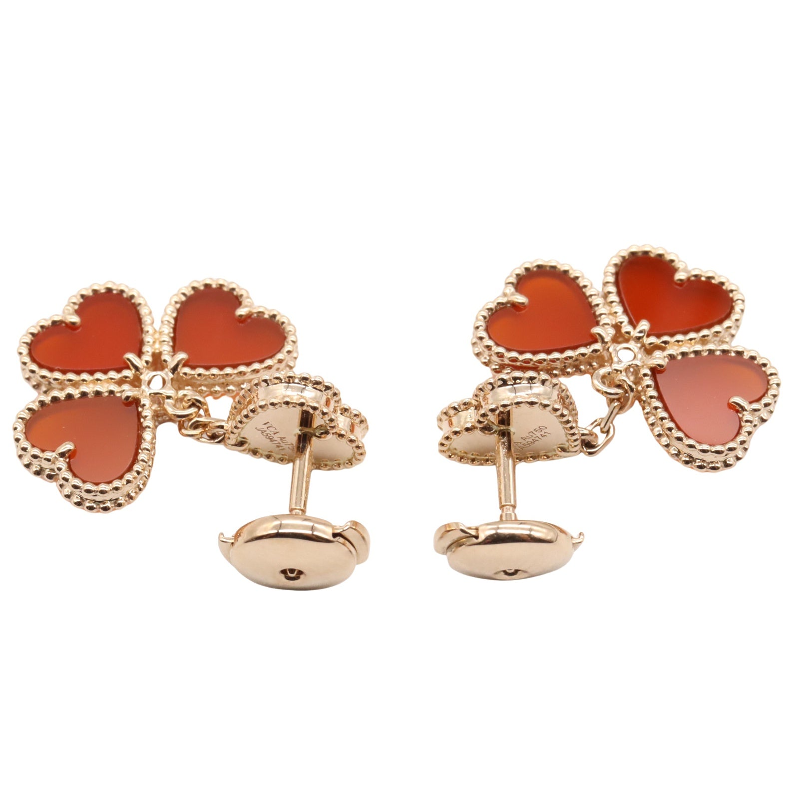 スウィートアルハンブラ ハート ピアス 2PD カーネリアン ピアス K18PG