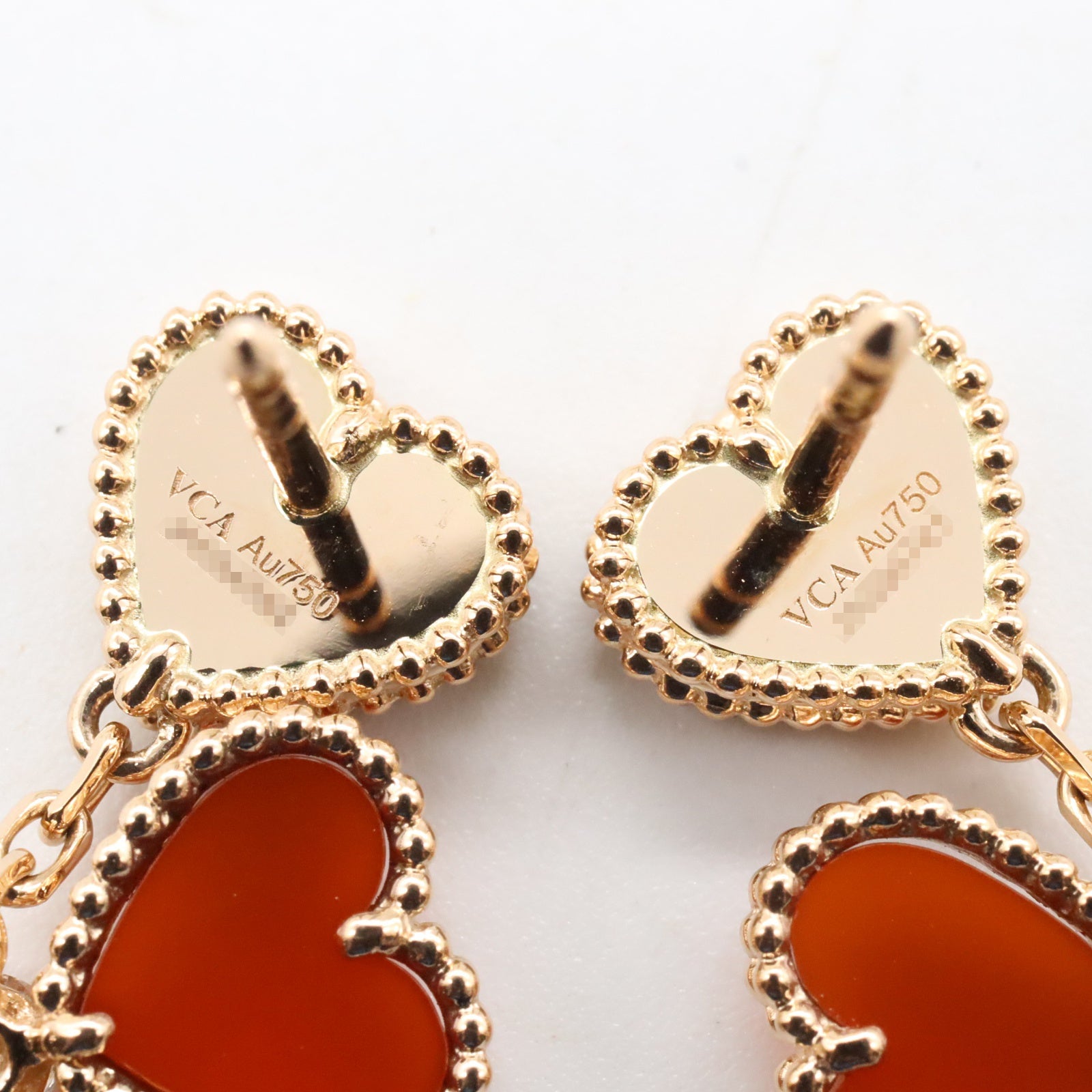 スウィートアルハンブラ ハート ピアス 2PD カーネリアン ピアス K18PG