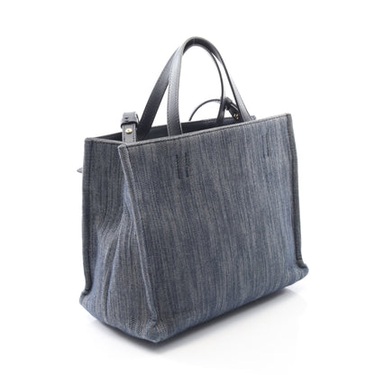 ハンドバッグ ロゴ デニム レザー インディゴブルー 2WAY サルヴァトーレフェラガモ バッグ Salvatore Ferragamo