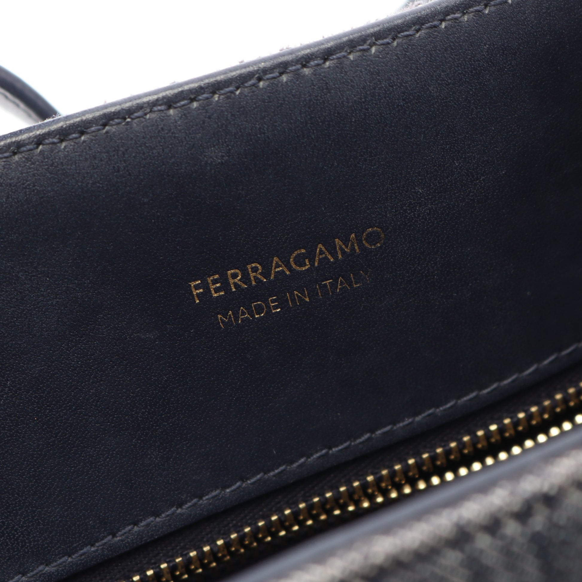 ハンドバッグ ロゴ デニム レザー インディゴブルー 2WAY サルヴァトーレフェラガモ バッグ Salvatore Ferragamo