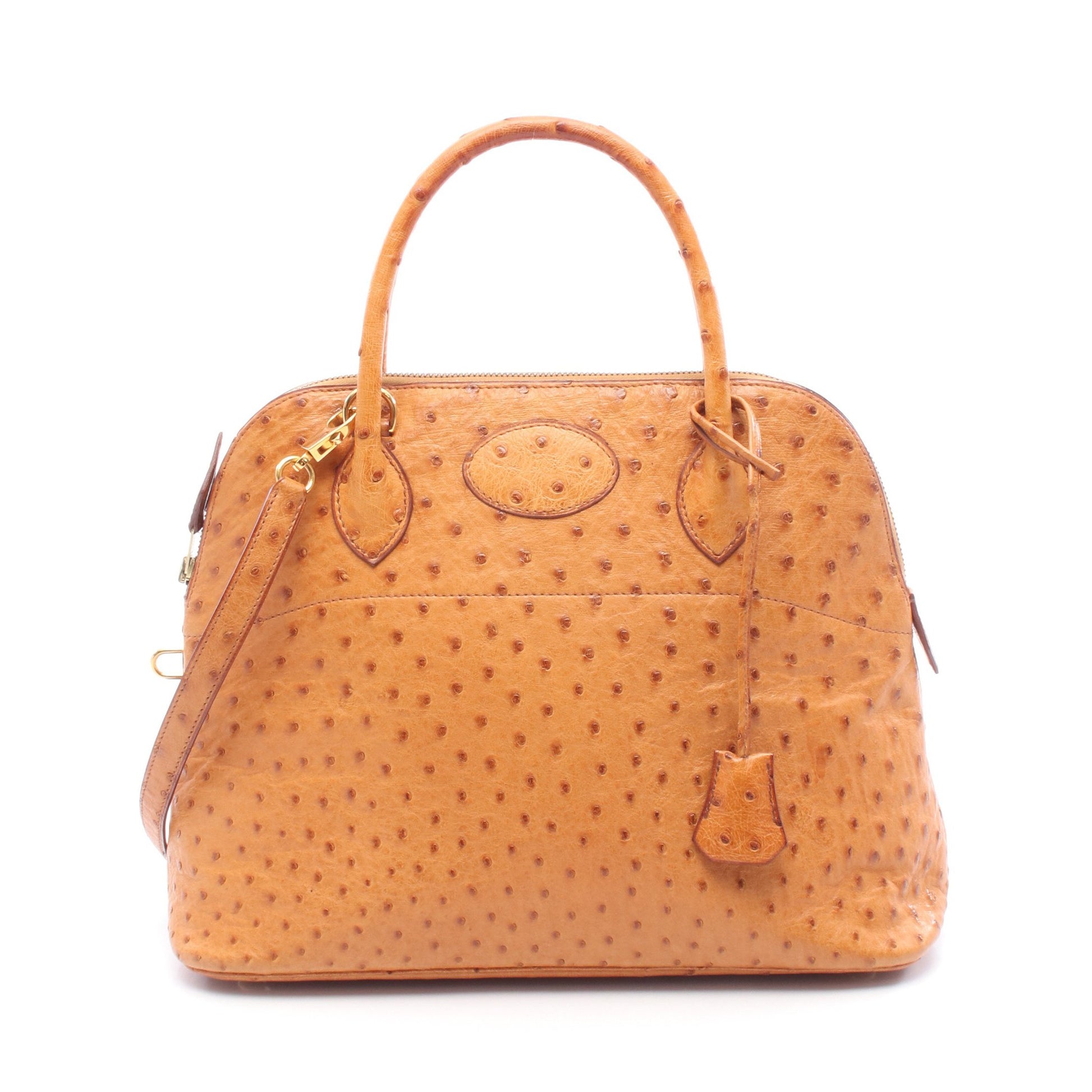 ボリード31 ナチュラル ハンドバッグ オーストリッチ ライトブラウン ゴールド金具 2WAY □O刻印 エルメス バッグ HERMES
