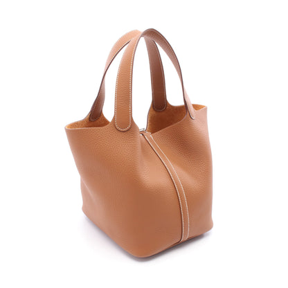 ピコタンロックMM ゴールド ハンドバッグ トリヨンクレマンス ブラウン シルバー金具 W刻印 エルメス バッグ HERMES