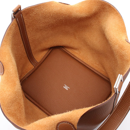 ピコタンロックMM ゴールド ハンドバッグ トリヨンクレマンス ブラウン シルバー金具 W刻印 エルメス バッグ HERMES