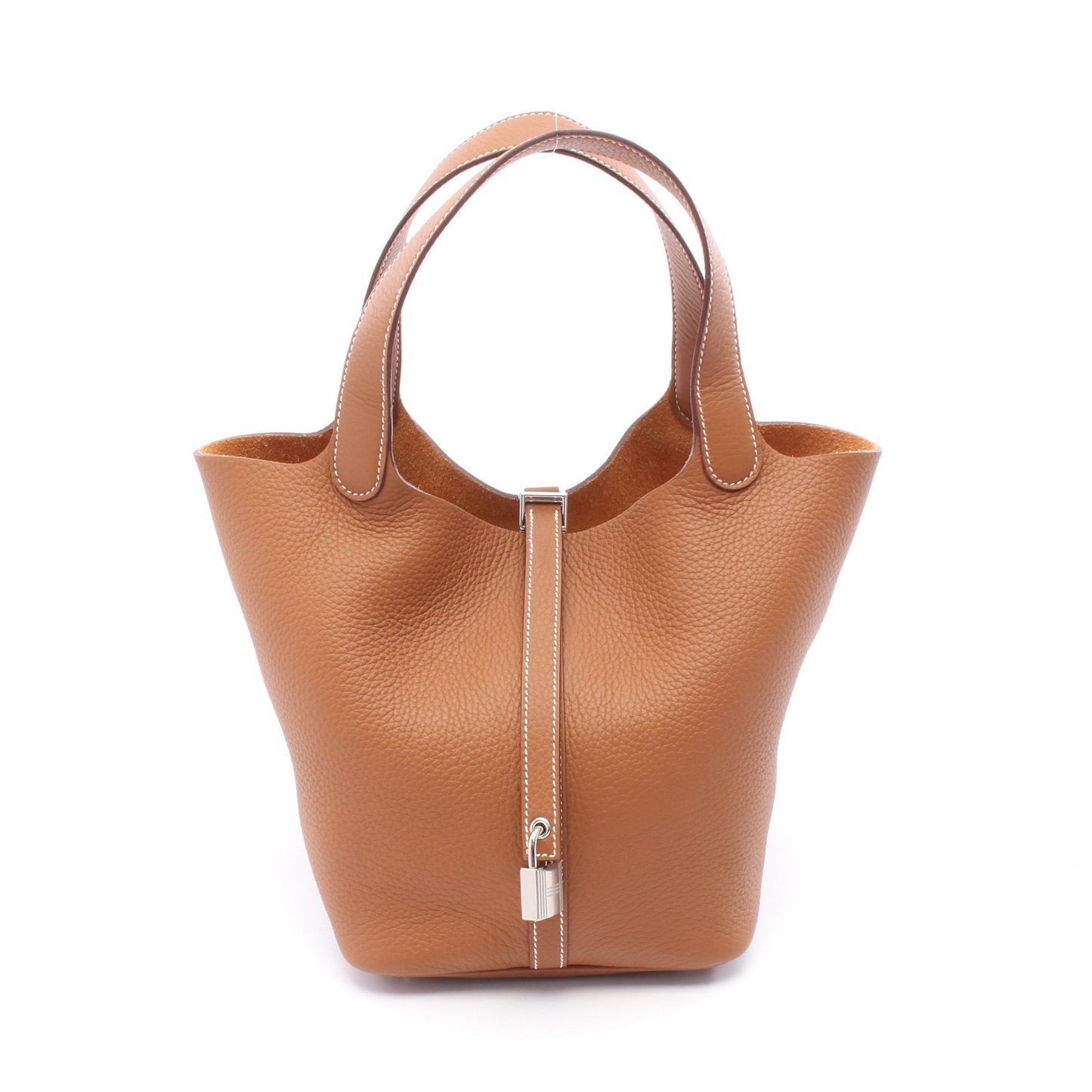 ピコタンロックMM ゴールド ハンドバッグ トリヨンクレマンス ブラウン シルバー金具 W刻印 エルメス バッグ HERMES