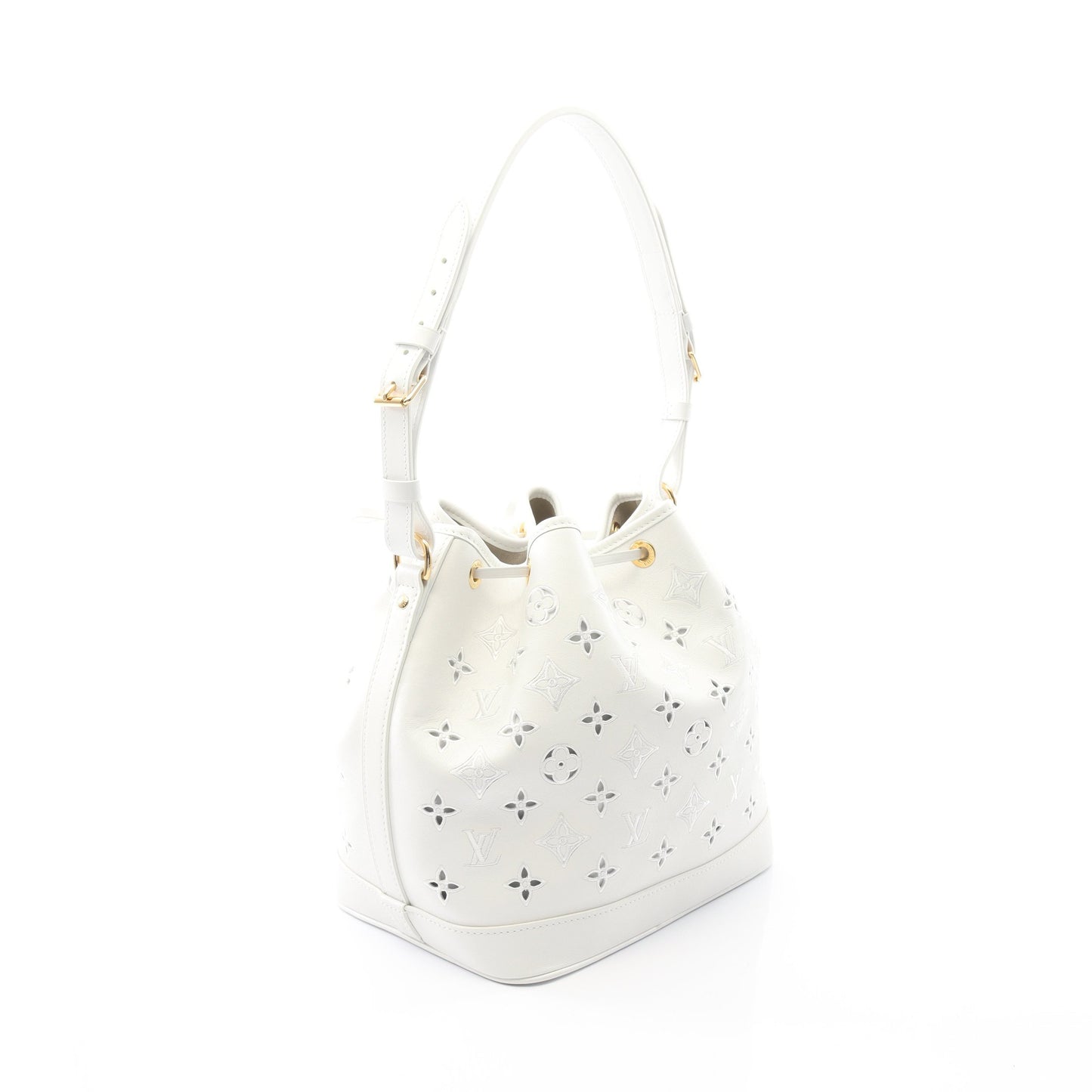 ノエPM LVブロデリーアングレーズ ショルダーバッグ レザー ホワイト ルイヴィトン バッグ LOUIS VUITTON
