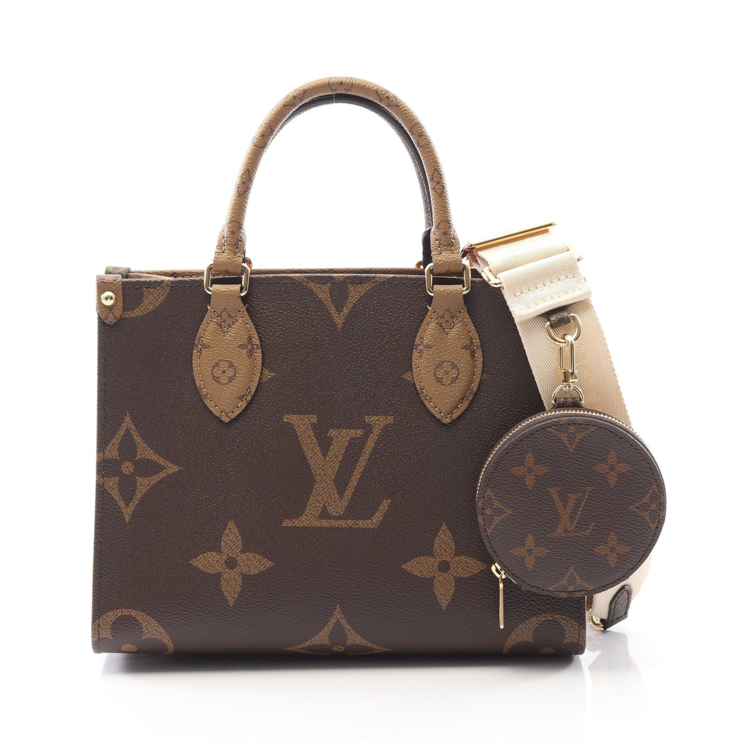 オンザゴーPM モノグラムジャイアント リバース ハンドバッグ PVC ブラウン ベージュ 2WAY ルイヴィトン バッグ LOUIS VUITTON