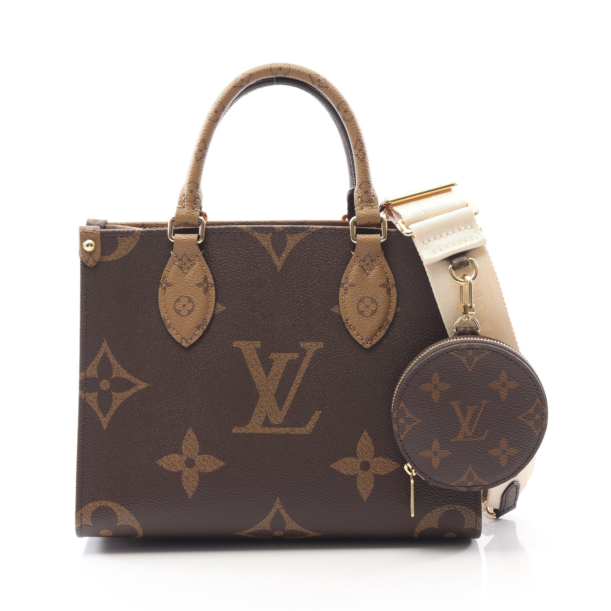 オンザゴーPM モノグラムジャイアント リバース ハンドバッグ PVC ブラウン ベージュ 2WAY ルイヴィトン バッグ LOUIS VUITTON