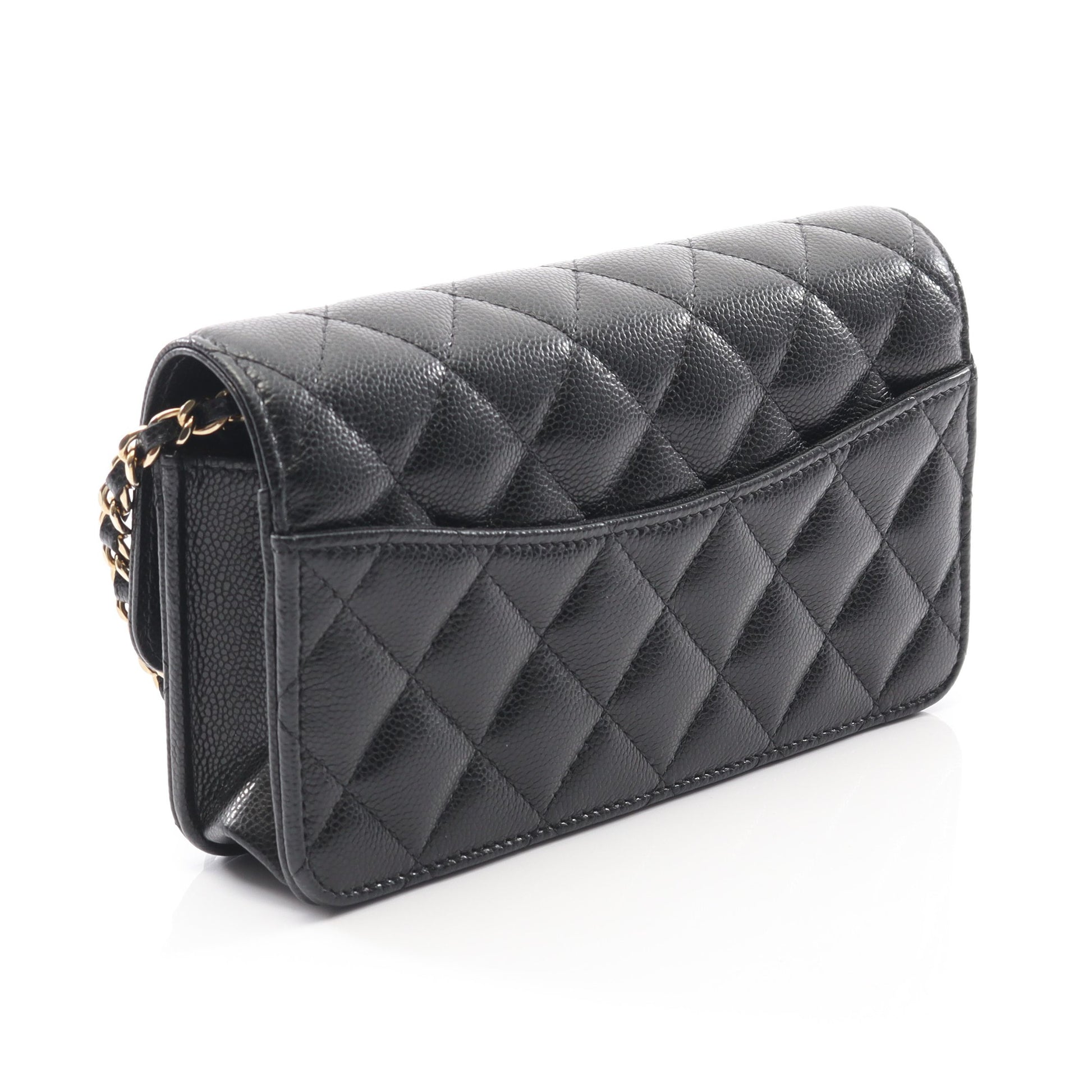 マトラッセ フォンケース チェーンウォレット キャビアスキン ブラック ゴールド金具 シャネル バッグ CHANEL