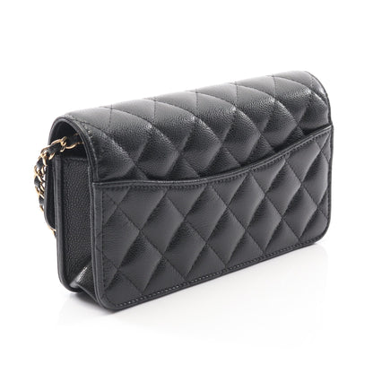 マトラッセ フォンケース チェーンウォレット キャビアスキン ブラック ゴールド金具 シャネル バッグ CHANEL