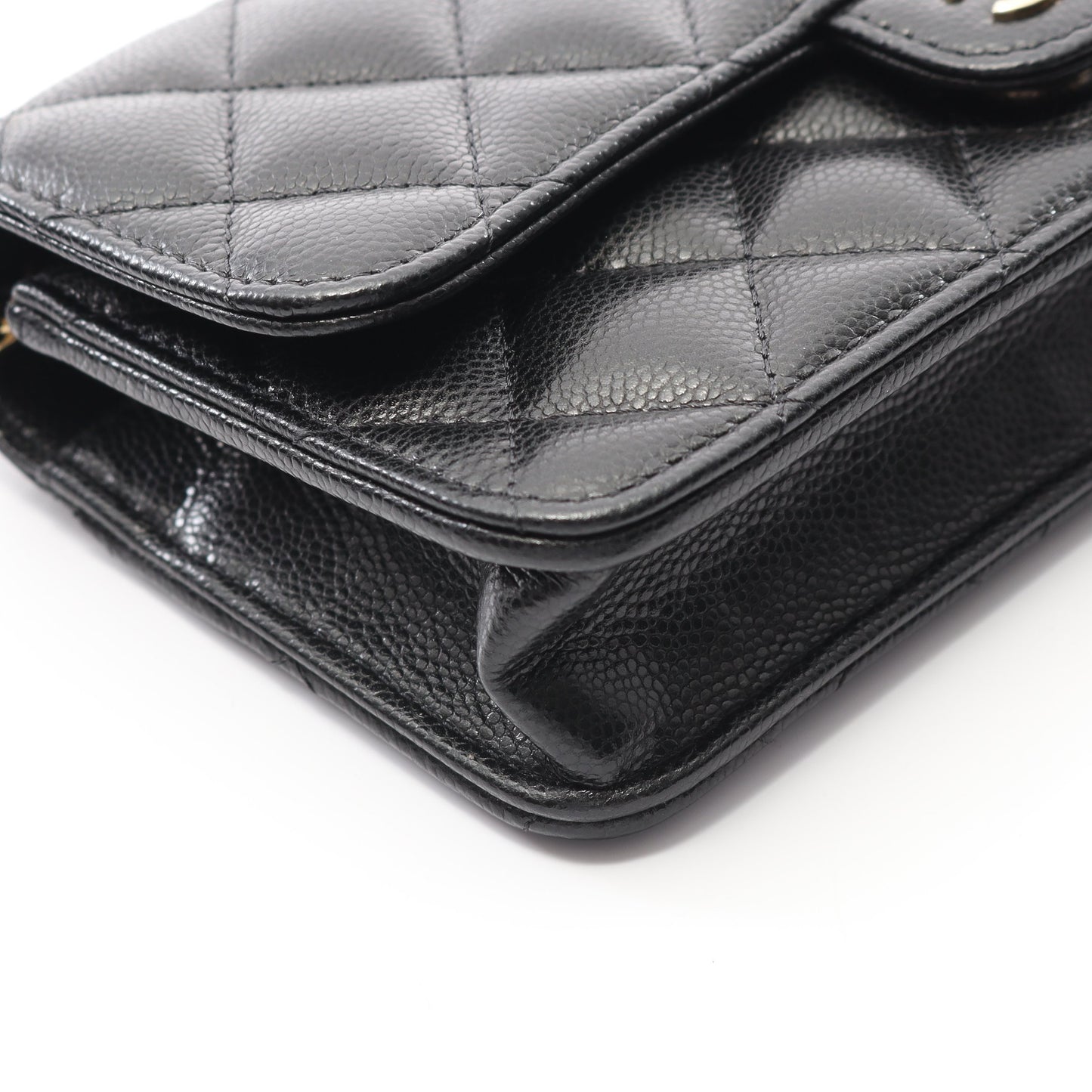 マトラッセ フォンケース チェーンウォレット キャビアスキン ブラック ゴールド金具 シャネル バッグ CHANEL