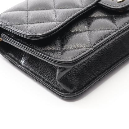 マトラッセ フォンケース チェーンウォレット キャビアスキン ブラック ゴールド金具 シャネル バッグ CHANEL