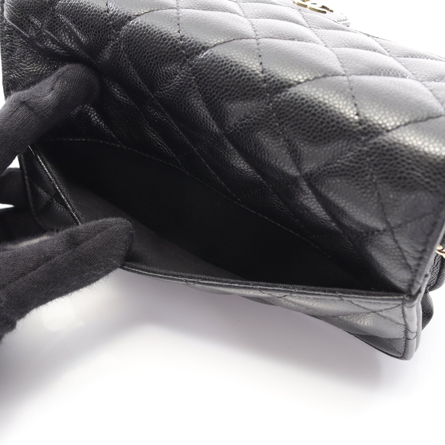 マトラッセ フォンケース チェーンウォレット キャビアスキン ブラック ゴールド金具 シャネル バッグ CHANEL