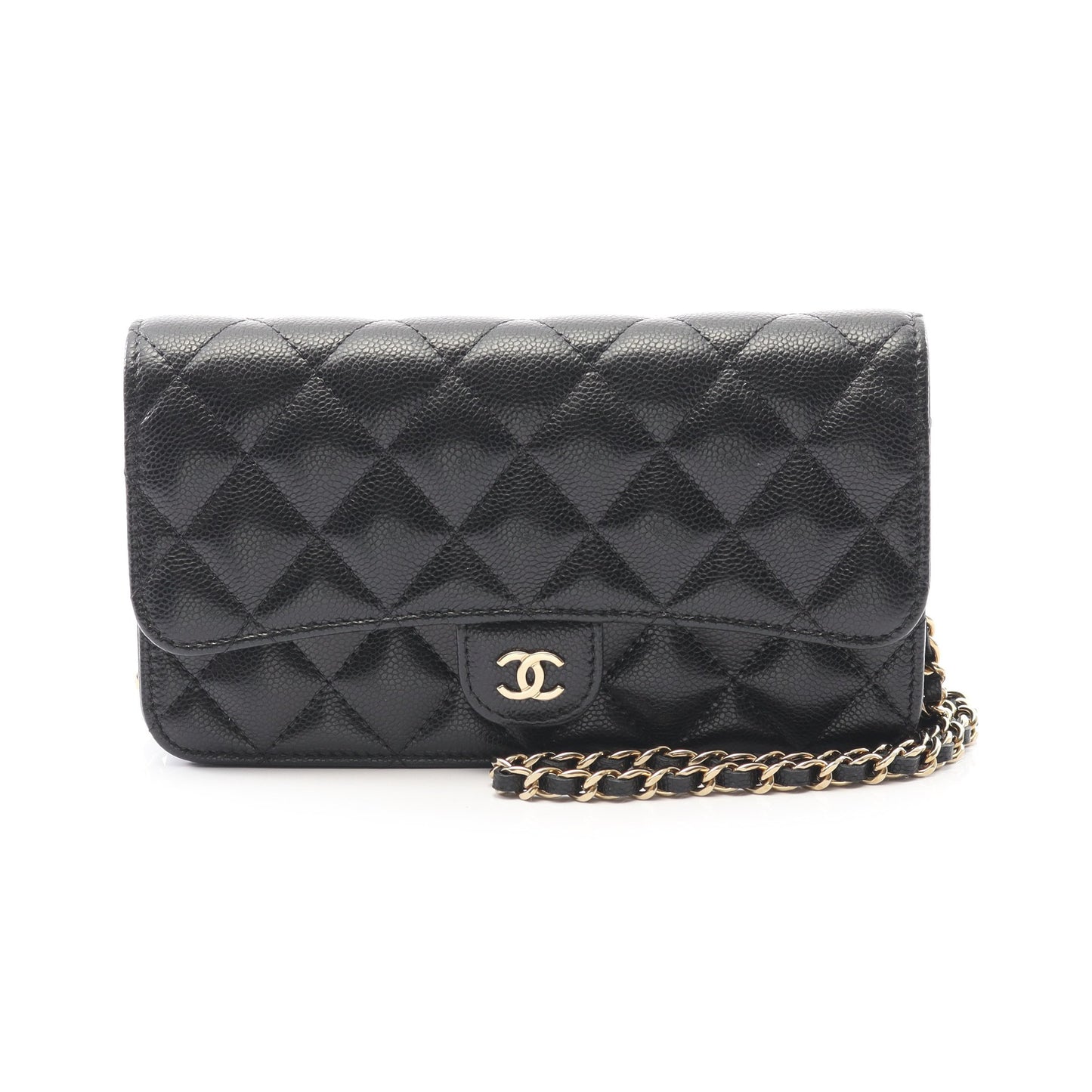 マトラッセ フォンケース チェーンウォレット キャビアスキン ブラック ゴールド金具 シャネル バッグ CHANEL