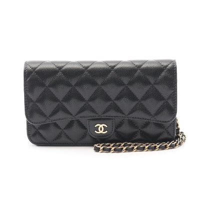 マトラッセ フォンケース チェーンウォレット キャビアスキン ブラック ゴールド金具 シャネル バッグ CHANEL