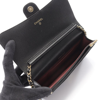 マトラッセ フォンケース チェーンウォレット キャビアスキン ブラック ゴールド金具 シャネル バッグ CHANEL