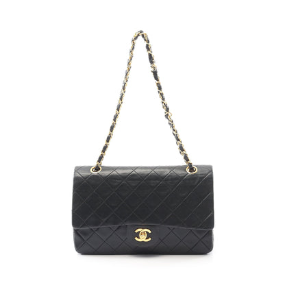 マトラッセ Wフラップ Wチェーンショルダーバッグ ラムスキン ブラック ゴールド金具 ヴィンテージ シャネル バッグ CHANEL