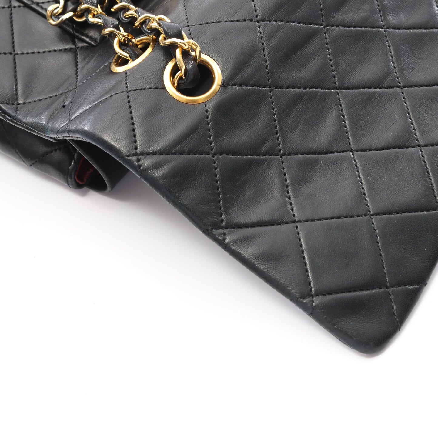マトラッセ Wフラップ Wチェーンショルダーバッグ ラムスキン ブラック ゴールド金具 ヴィンテージ シャネル バッグ CHANEL