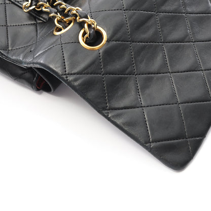 マトラッセ Wフラップ Wチェーンショルダーバッグ ラムスキン ブラック ゴールド金具 ヴィンテージ シャネル バッグ CHANEL