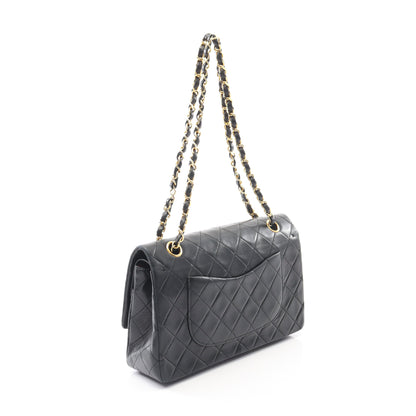 マトラッセ Wフラップ Wチェーンショルダーバッグ ラムスキン ブラック ゴールド金具 ヴィンテージ シャネル バッグ CHANEL