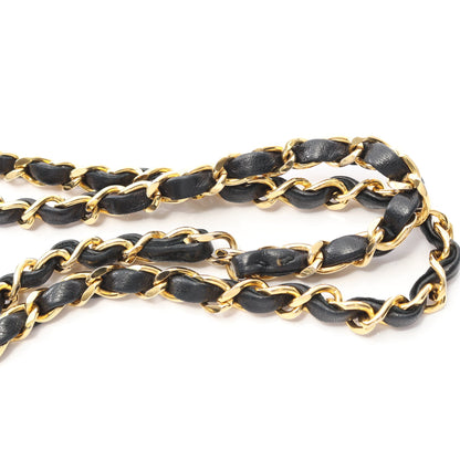 マトラッセ Wフラップ Wチェーンショルダーバッグ ラムスキン ブラック ゴールド金具 ヴィンテージ シャネル バッグ CHANEL