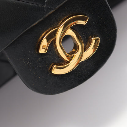マトラッセ Wフラップ Wチェーンショルダーバッグ ラムスキン ブラック ゴールド金具 ヴィンテージ シャネル バッグ CHANEL