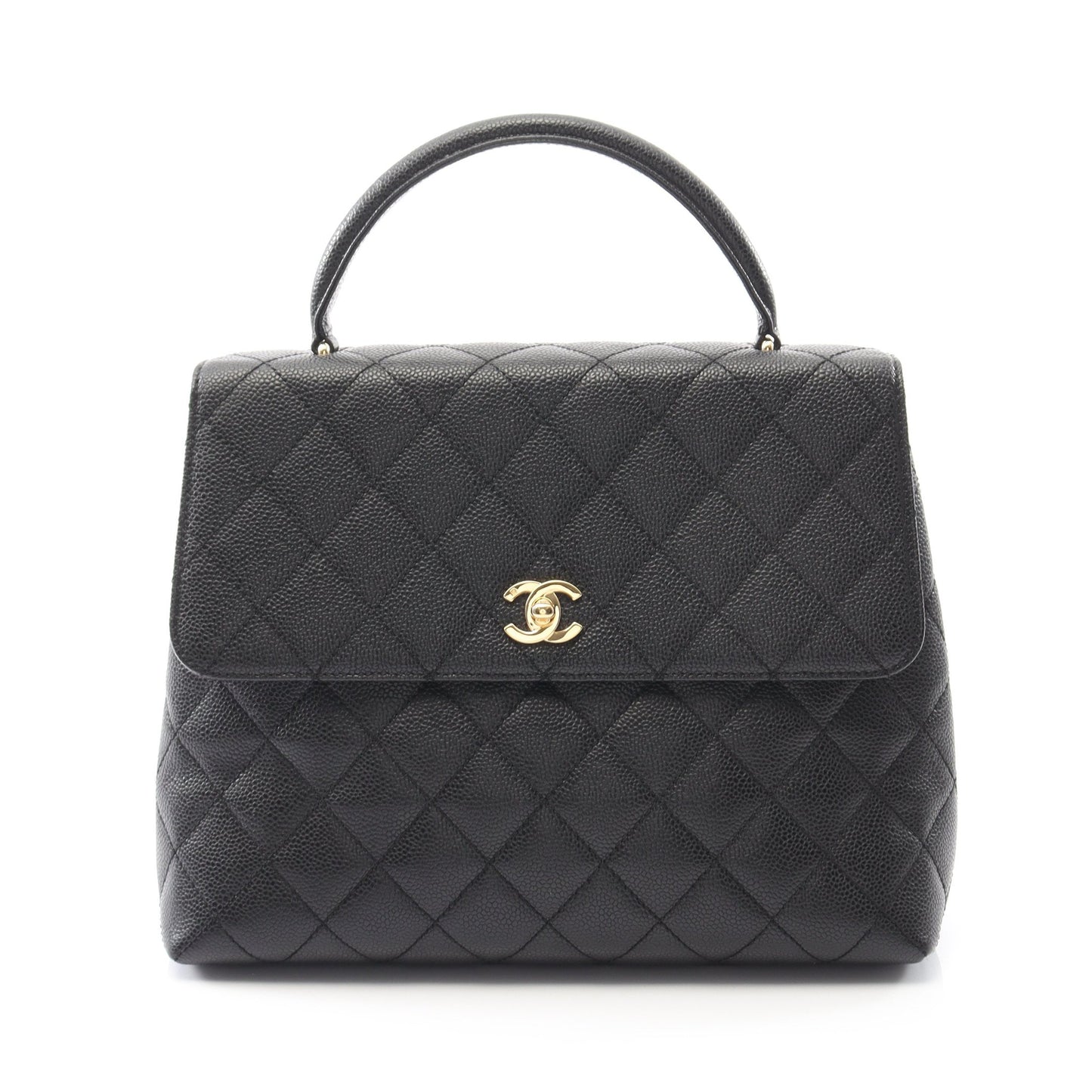 マトラッセ ハンドバッグ キャビアスキン ブラック ゴールド金具 シャネル バッグ CHANEL