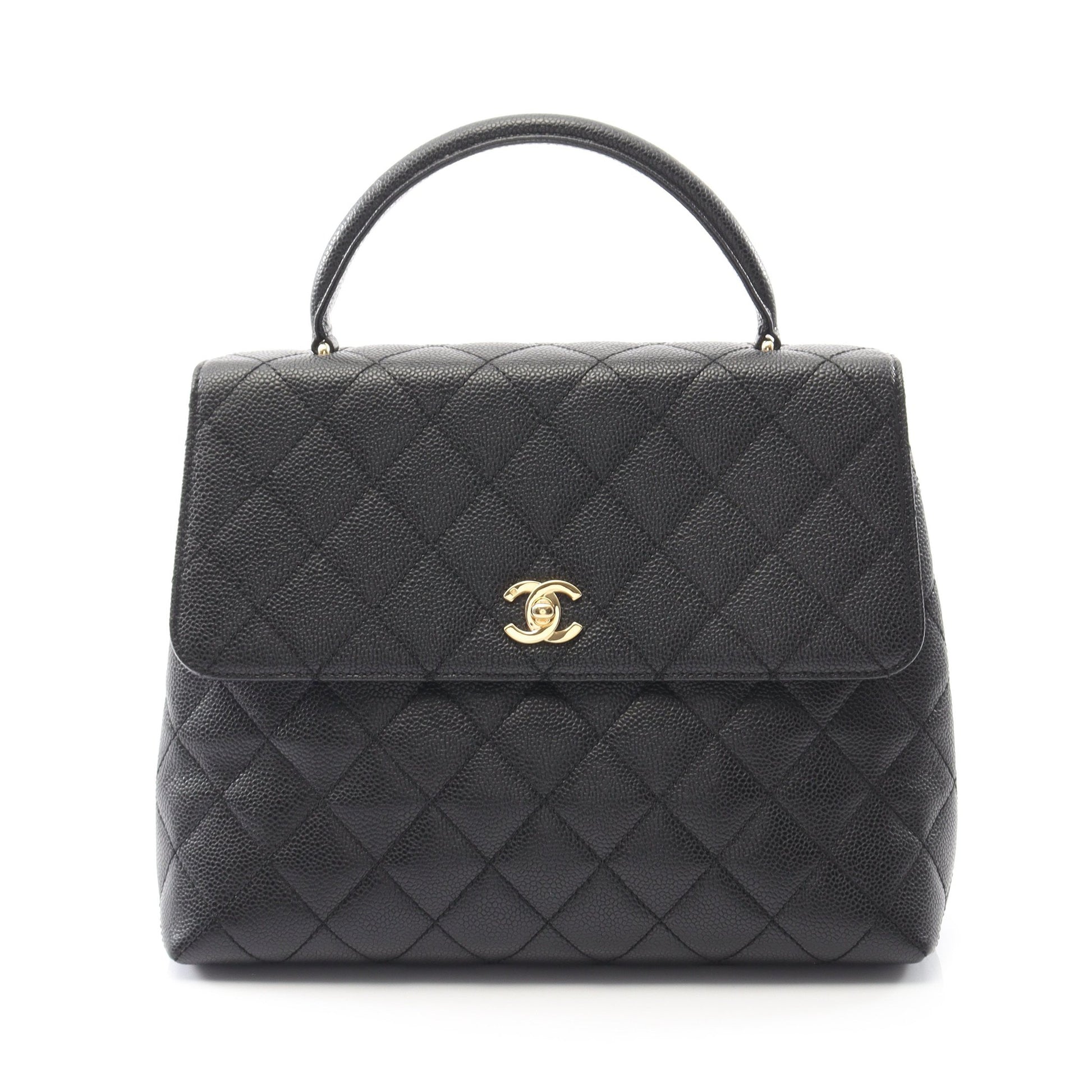 マトラッセ ハンドバッグ キャビアスキン ブラック ゴールド金具 シャネル バッグ CHANEL