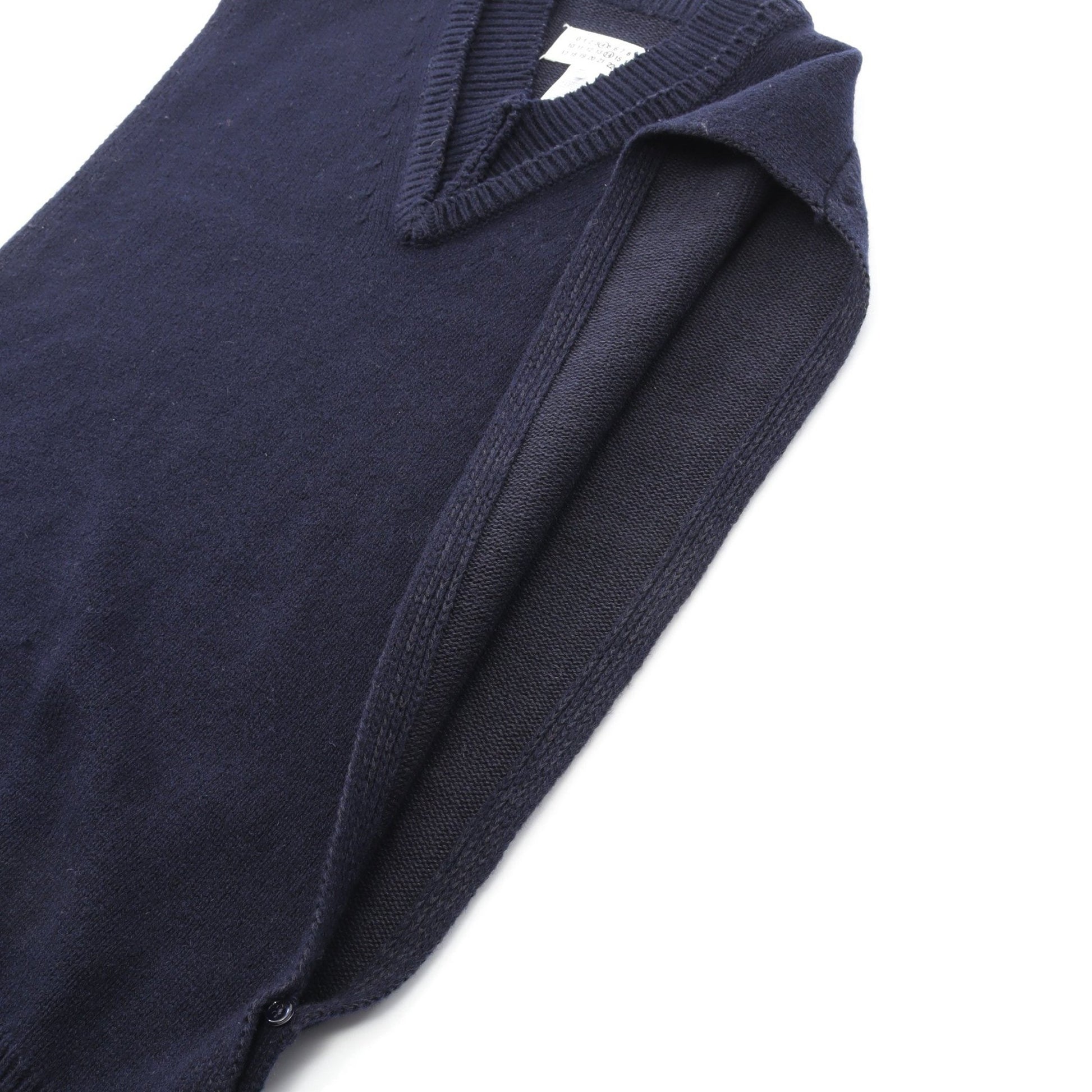 タバード ベスト Vネック ウール リネン ネイビー ダメージ加工 メゾンマルジェラ トップス Maison Margiela