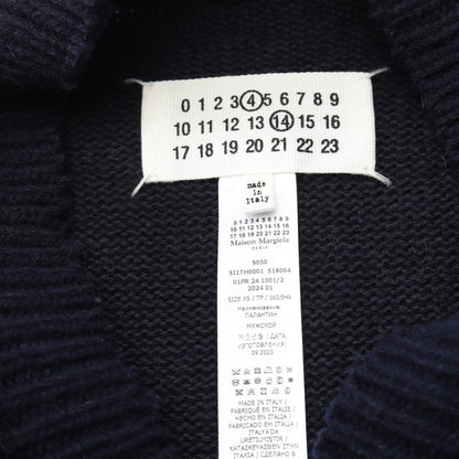 タバード ベスト Vネック ウール リネン ネイビー ダメージ加工 メゾンマルジェラ トップス Maison Margiela