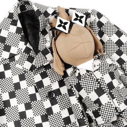 LVフレンド ドッグ パペット ダミエ ジャケット ウール ブラック オフホワイト ブラウン ルイヴィトン アウター LOUIS VUITTON
