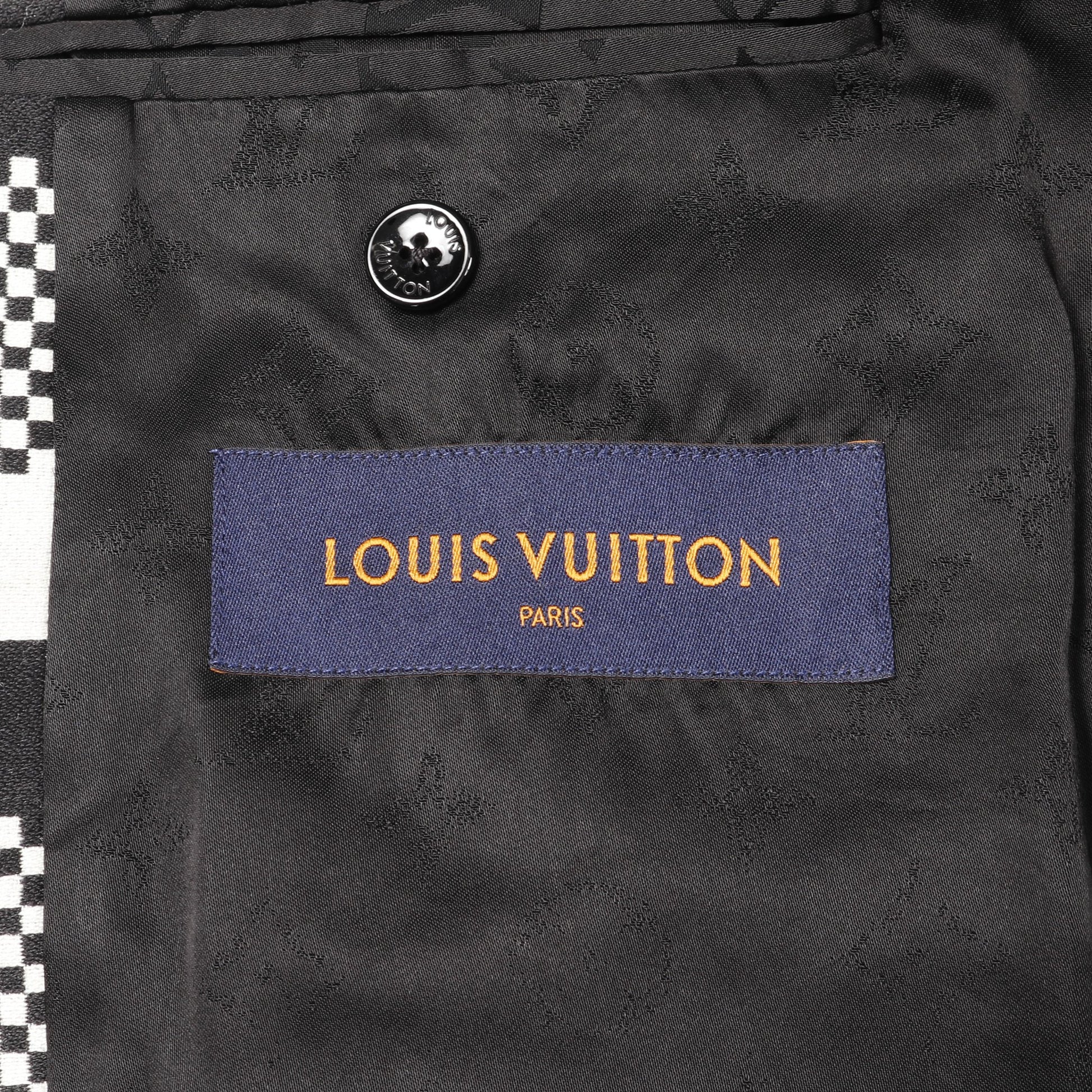 LVフレンド ドッグ パペット ダミエ ジャケット ウール ブラック オフホワイト ブラウン ルイヴィトン アウター LOUIS VUITTON
