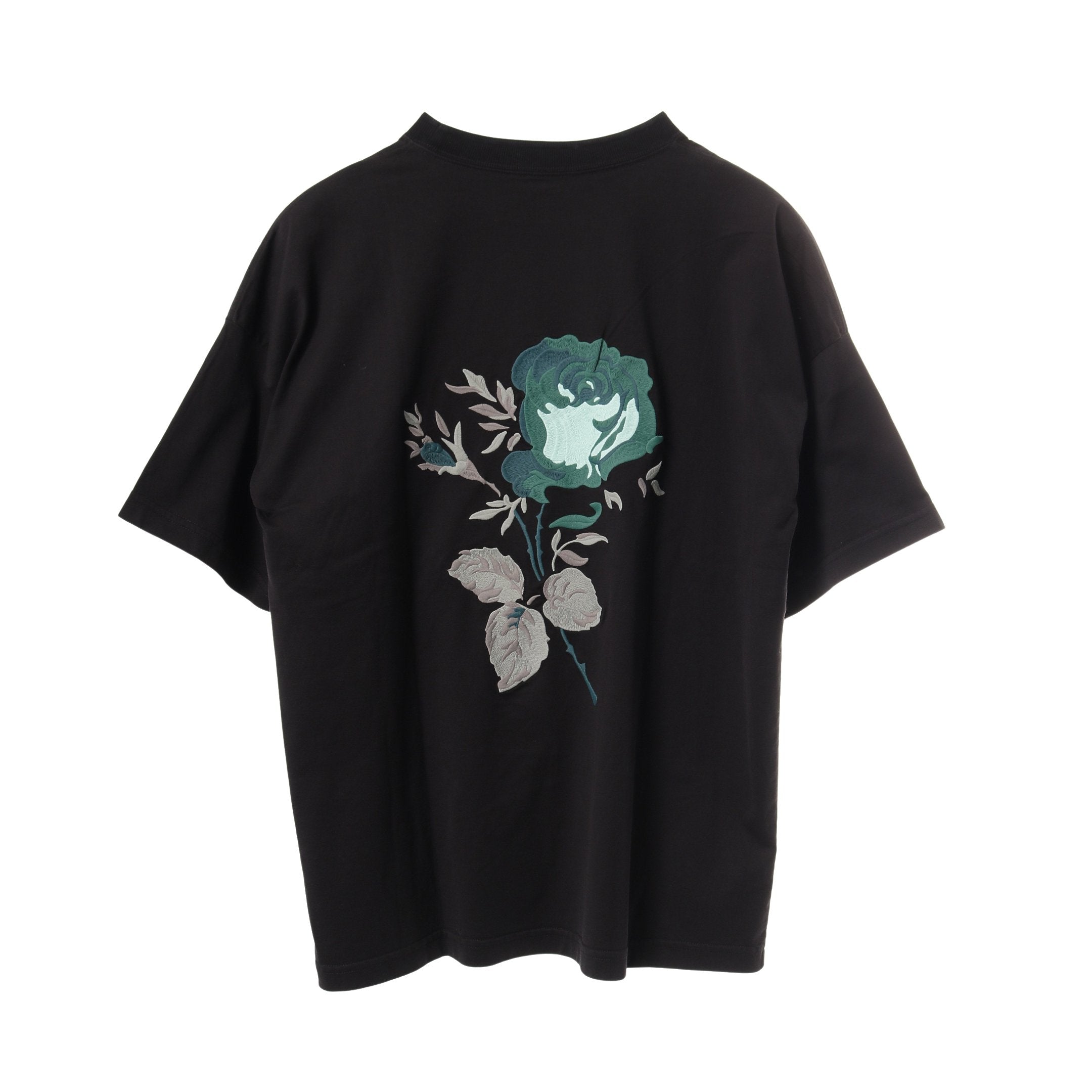 Dior ディオール 刺繍入りレディース半袖Tシャツ JARDIN Tシャツ ローズ刺繍 コットン ブラック クリスチャンディオール