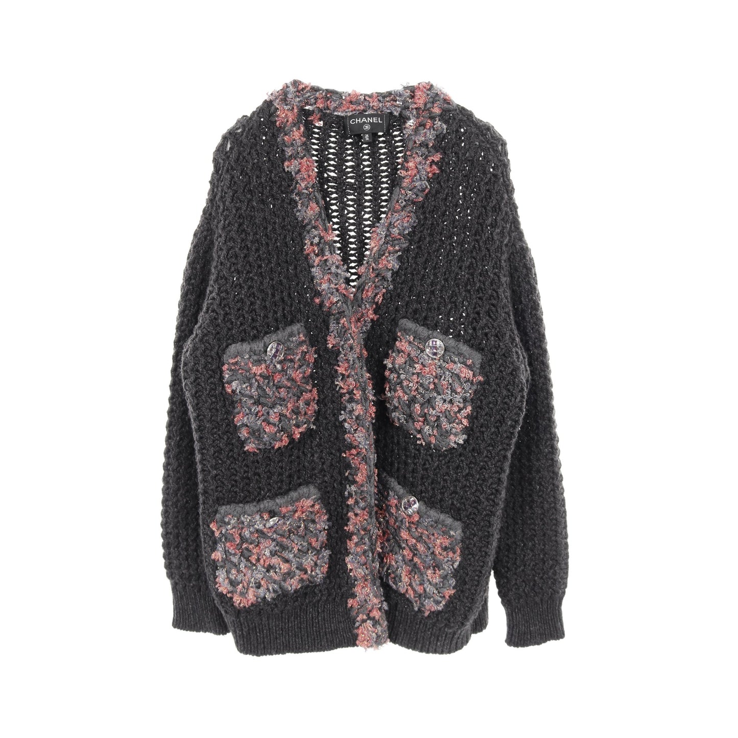 ココマークボタン カーディガン カシミヤ グレー ピンク シャネル トップス CHANEL