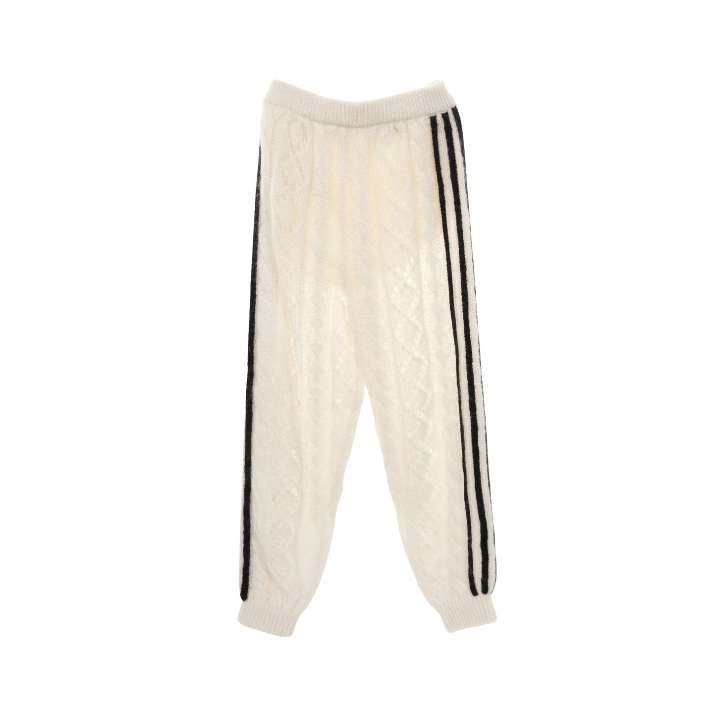 GUCCI × adidas ニット スウェットパンツ モヘヤ オフホワイト ブラック グッチ ボトムス GUCCI