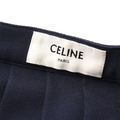 プリーツ スカート レーヨン ネイビー エディ期 セリーヌ ボトムス CELINE