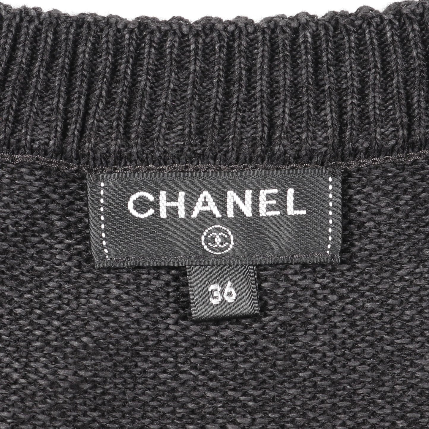 ココマークボタン ニットワンピース 長袖 ビスコース ダークグレー レース シャネル ワンピース CHANEL