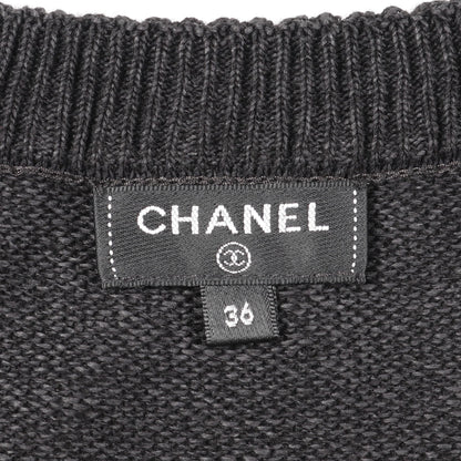 ココマークボタン ニットワンピース 長袖 ビスコース ダークグレー レース シャネル ワンピース CHANEL