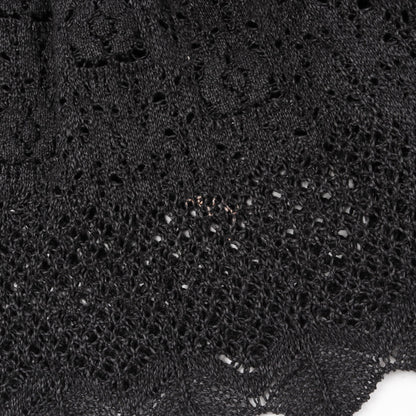 ココマークボタン ニットワンピース 長袖 ビスコース ダークグレー レース シャネル ワンピース CHANEL