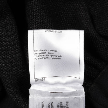ココマークボタン ニットワンピース 長袖 ビスコース ダークグレー レース シャネル ワンピース CHANEL